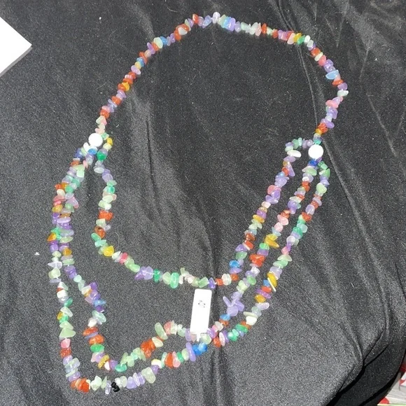 32" Multicolor Jade Chip Necklace by Jade of Yesteryear - Picture 5 of 11